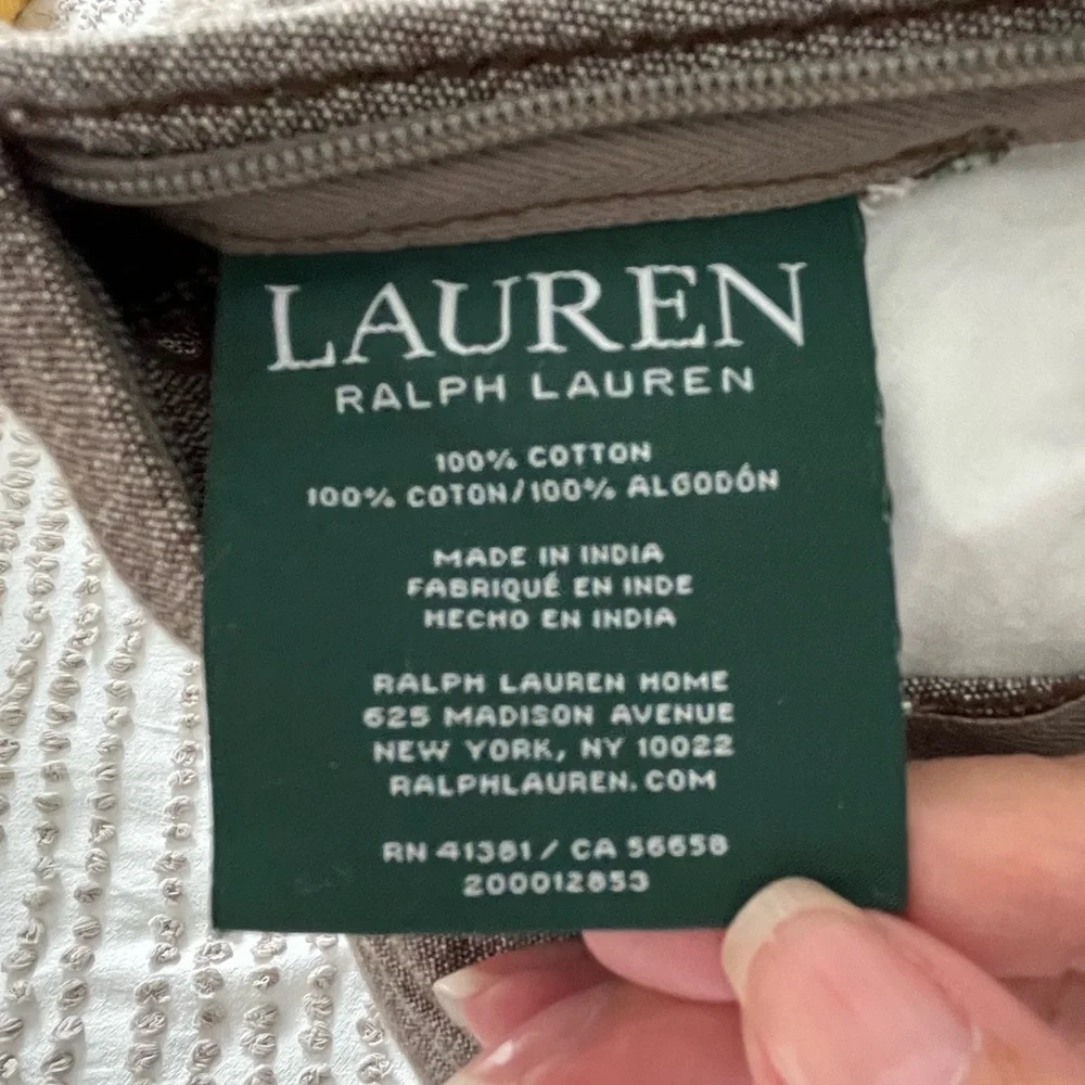 LRL Ralph Lauren 100% Cotton Euro Pillows Feather Inserts 26x26 Neutral Set of 2